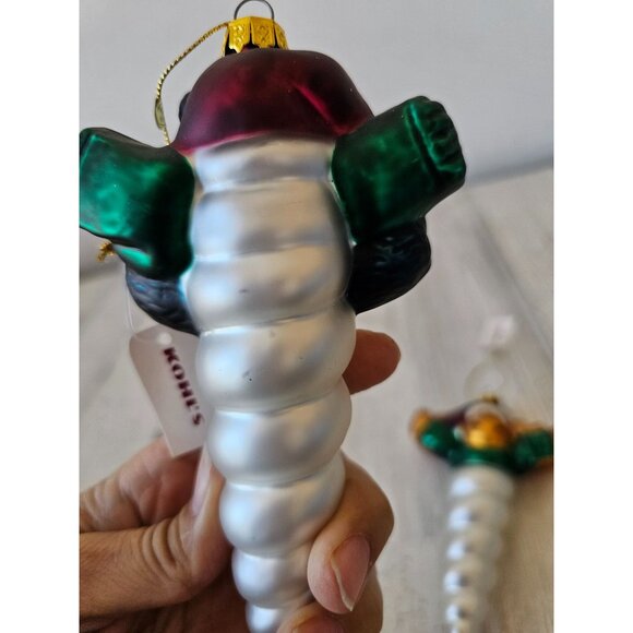 Kohls deer bear icicle ornament reindeer Xmas tree set lot - Picture 4 of 12